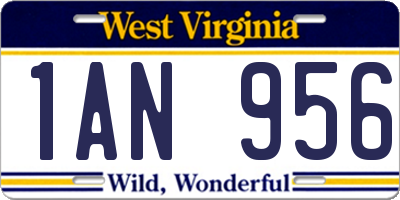 WV license plate 1AN956