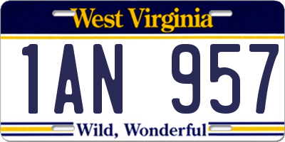 WV license plate 1AN957