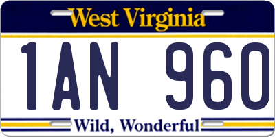 WV license plate 1AN960