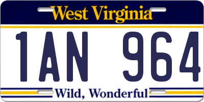 WV license plate 1AN964
