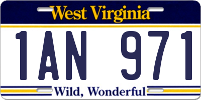 WV license plate 1AN971