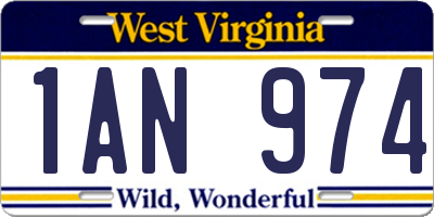 WV license plate 1AN974