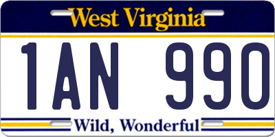 WV license plate 1AN990