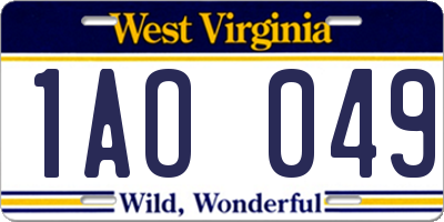 WV license plate 1AO049