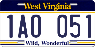 WV license plate 1AO051