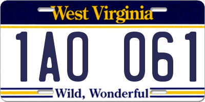 WV license plate 1AO061