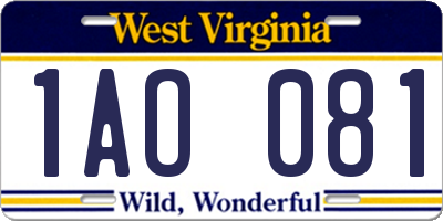 WV license plate 1AO081