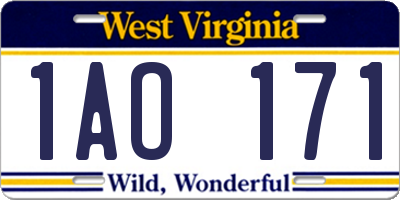 WV license plate 1AO171