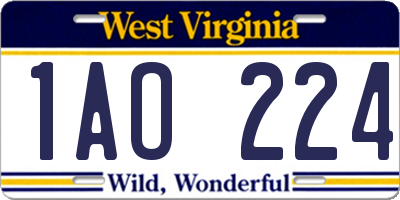 WV license plate 1AO224