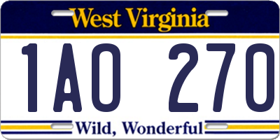 WV license plate 1AO270
