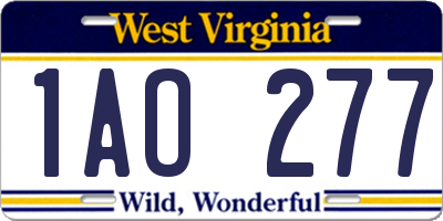 WV license plate 1AO277