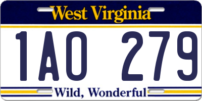 WV license plate 1AO279