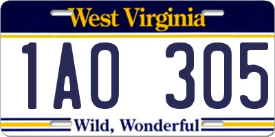 WV license plate 1AO305