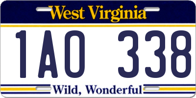 WV license plate 1AO338