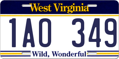 WV license plate 1AO349