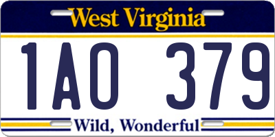 WV license plate 1AO379