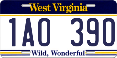 WV license plate 1AO390