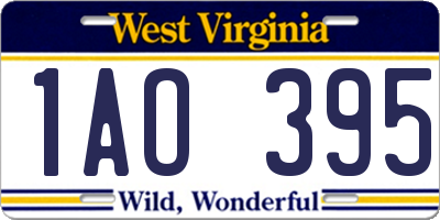 WV license plate 1AO395