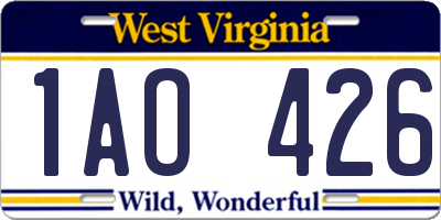 WV license plate 1AO426