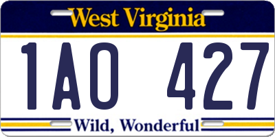 WV license plate 1AO427