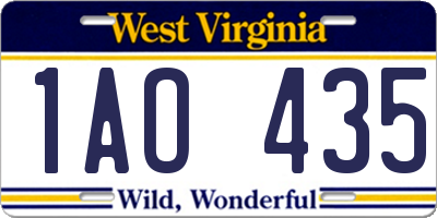 WV license plate 1AO435