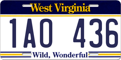WV license plate 1AO436