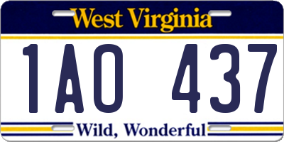 WV license plate 1AO437