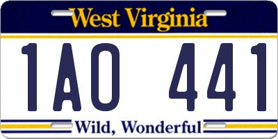WV license plate 1AO441