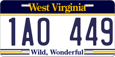 WV license plate 1AO449