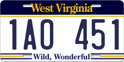 WV license plate 1AO451