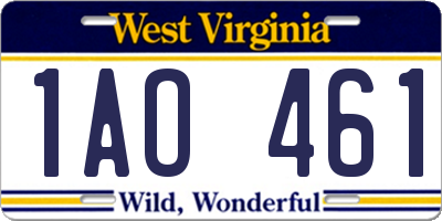 WV license plate 1AO461