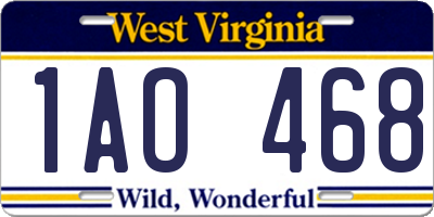 WV license plate 1AO468