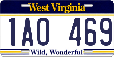 WV license plate 1AO469