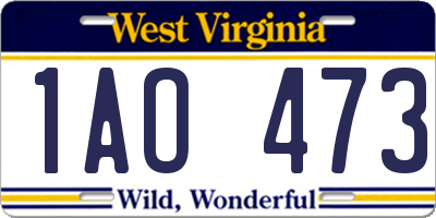 WV license plate 1AO473