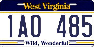 WV license plate 1AO485