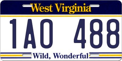 WV license plate 1AO488