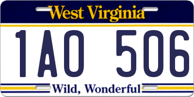 WV license plate 1AO506