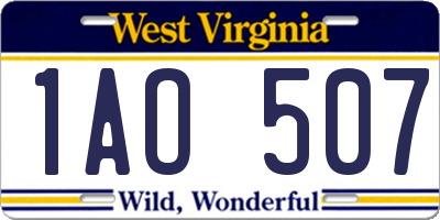WV license plate 1AO507