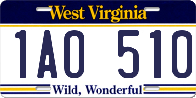 WV license plate 1AO510