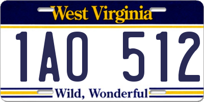WV license plate 1AO512