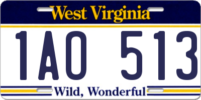 WV license plate 1AO513