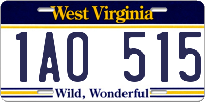WV license plate 1AO515