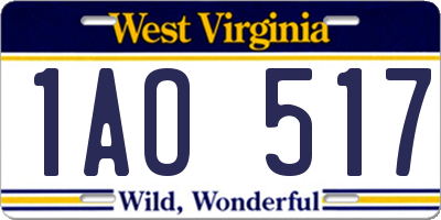 WV license plate 1AO517