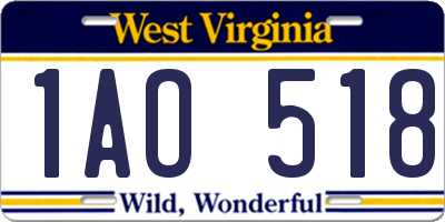 WV license plate 1AO518