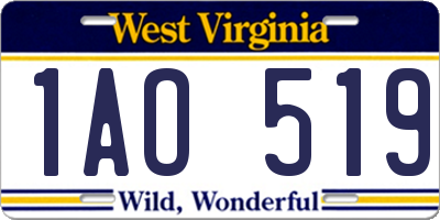 WV license plate 1AO519