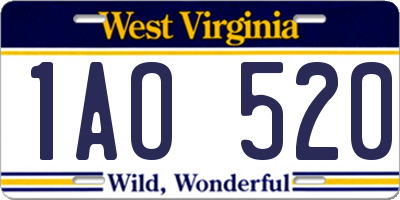 WV license plate 1AO520