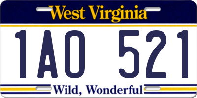 WV license plate 1AO521