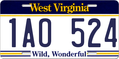 WV license plate 1AO524