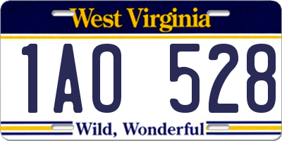WV license plate 1AO528