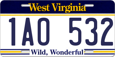 WV license plate 1AO532